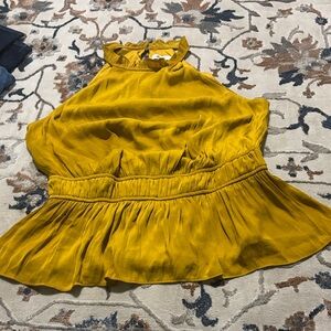 Nine West Golden Sleeveless Ruffle Blouse